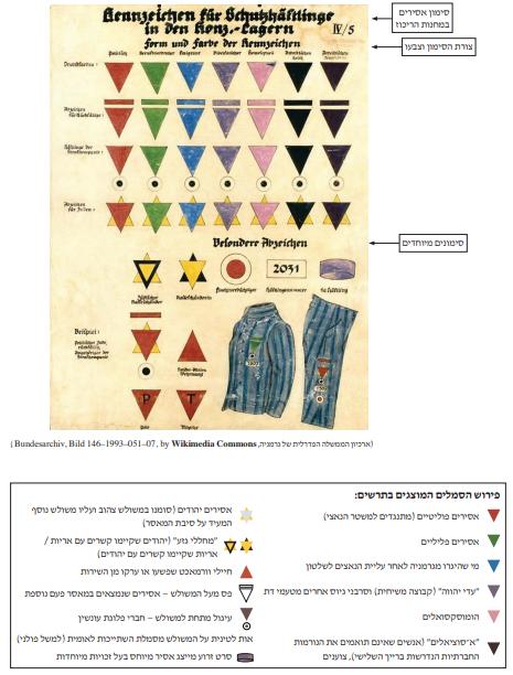 תרשים — טלאי סימון אסירים במחנות ריכוז — מקור חזותי, שאלת בגרות טוטליטריות ושואה